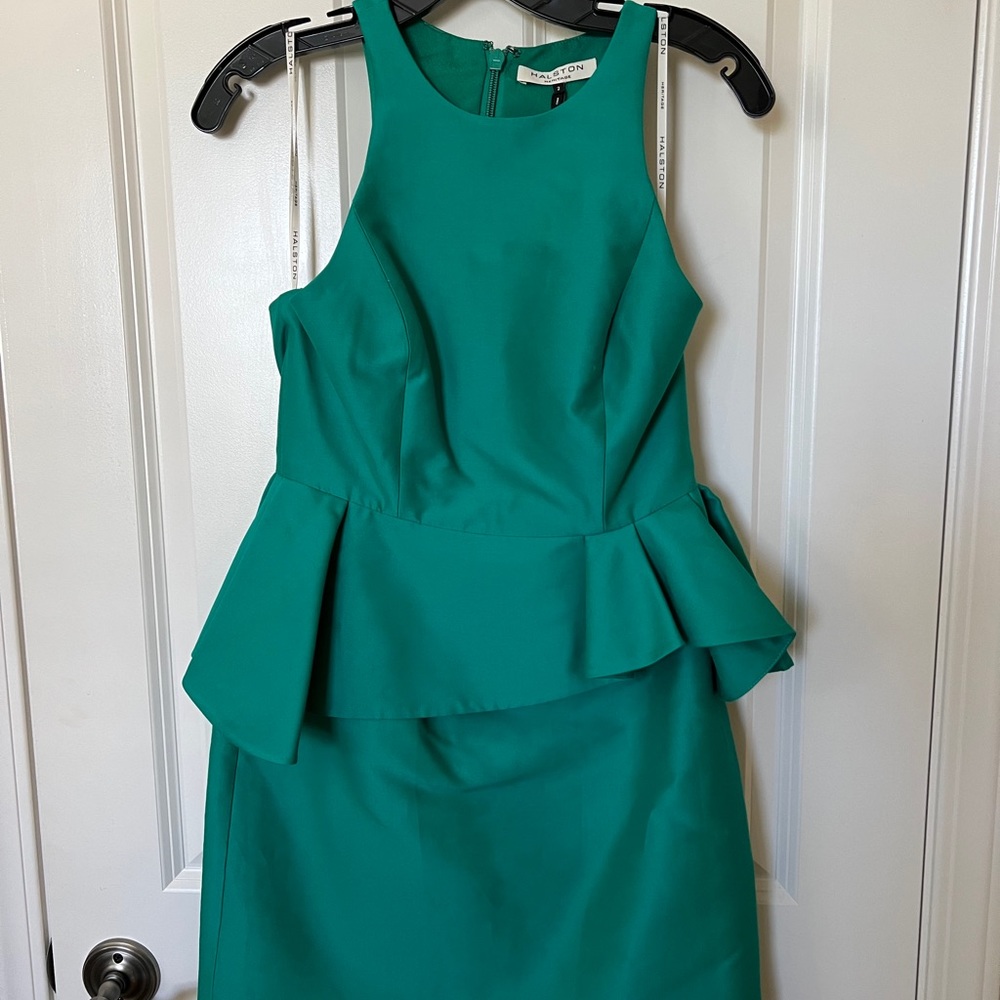 Halston Heritage Emerald Green Cocktail Dress